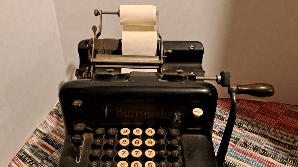 Antique Burroughs Class 3 7 Column Adding Machine