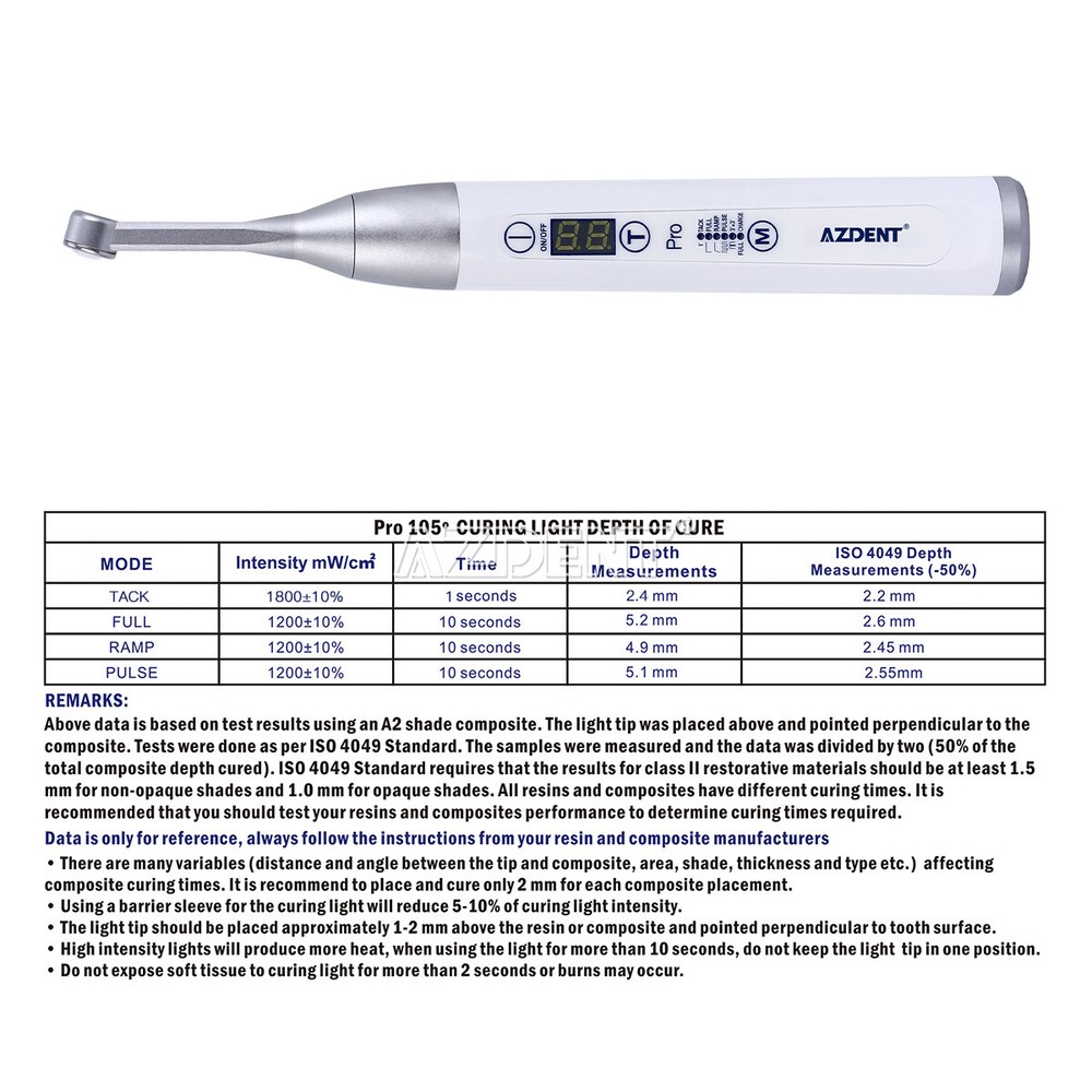 Dental Wireless Curing Light LED PRO105 Lamp 1 Second Curing High Power AZDENT