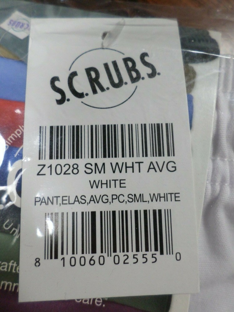 SMART S.C.R.U.B.S.--UNIFORM TOP & PANT 2 PC SET--SMALL--WHITE--POLY/COTTON--NEW