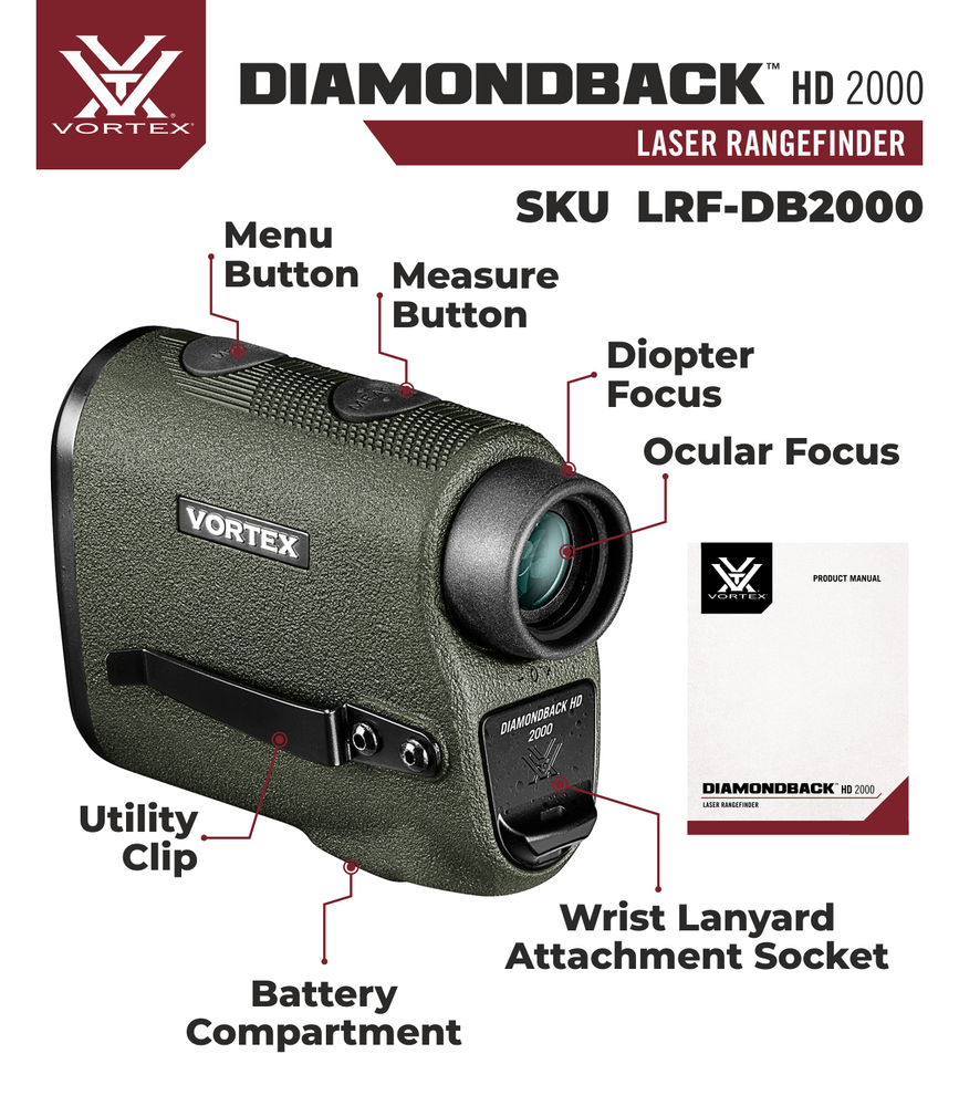 Vortex Optics Diamondback HD 2000 Laser Rangefinder with Free Camo-D Hat Bundle