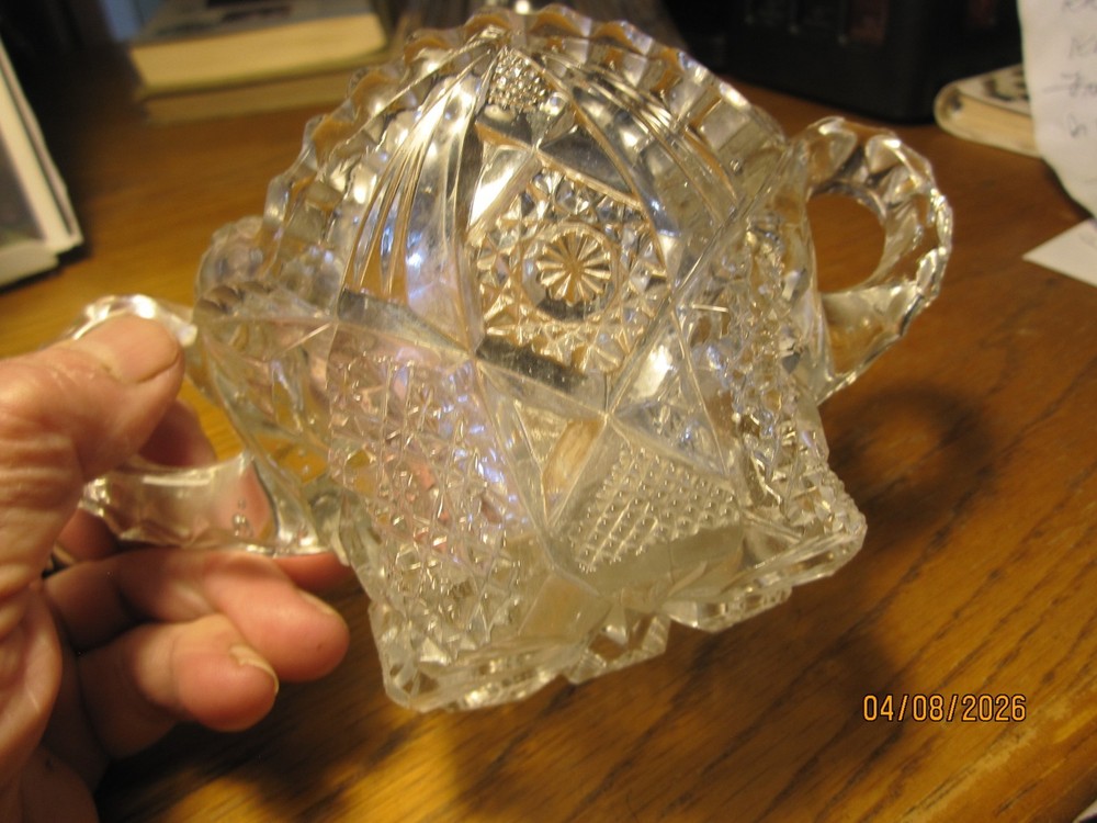 Imperial Clear Pressed Glass Pattern 526 Sawtooth Edge Open Sugar