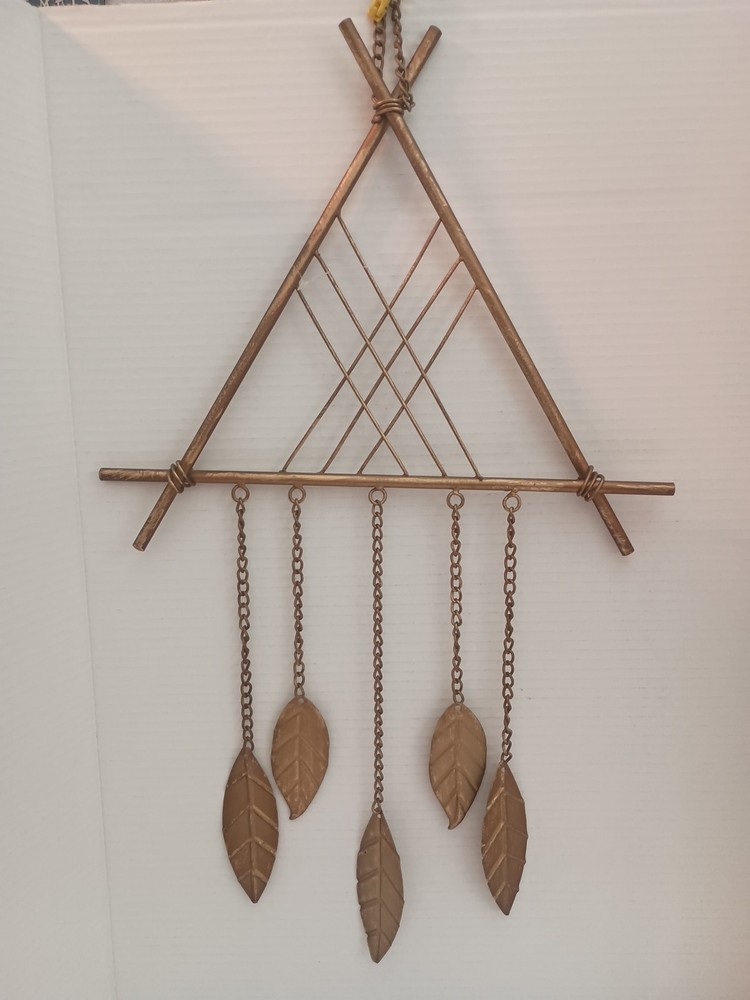 Gold Triangle Wind Chime With Leaves