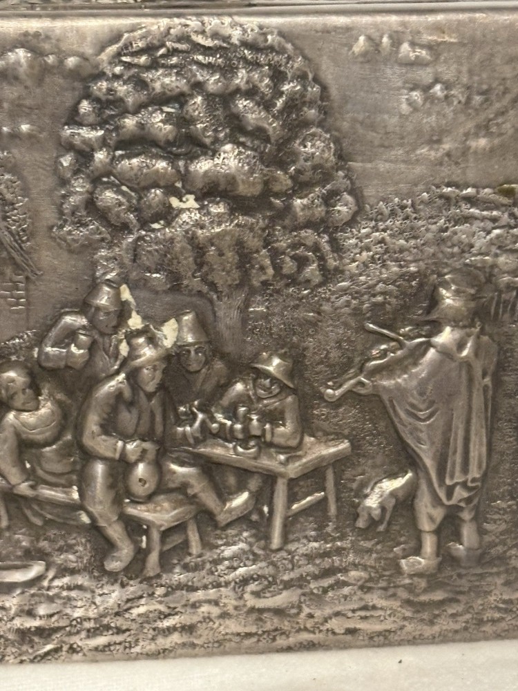 Silver Plated Embossed Box with Cedar-Lined Interior 1920s Hans Jensen Repousse