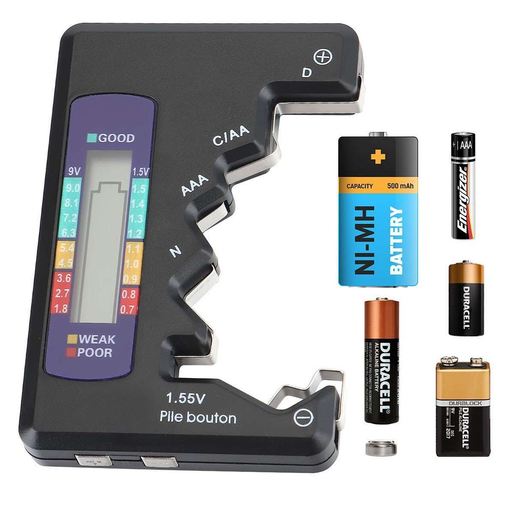 2pcs Universal Digital LCD Battery Checker Volt Tester Cell AA AAA C D 9V Button