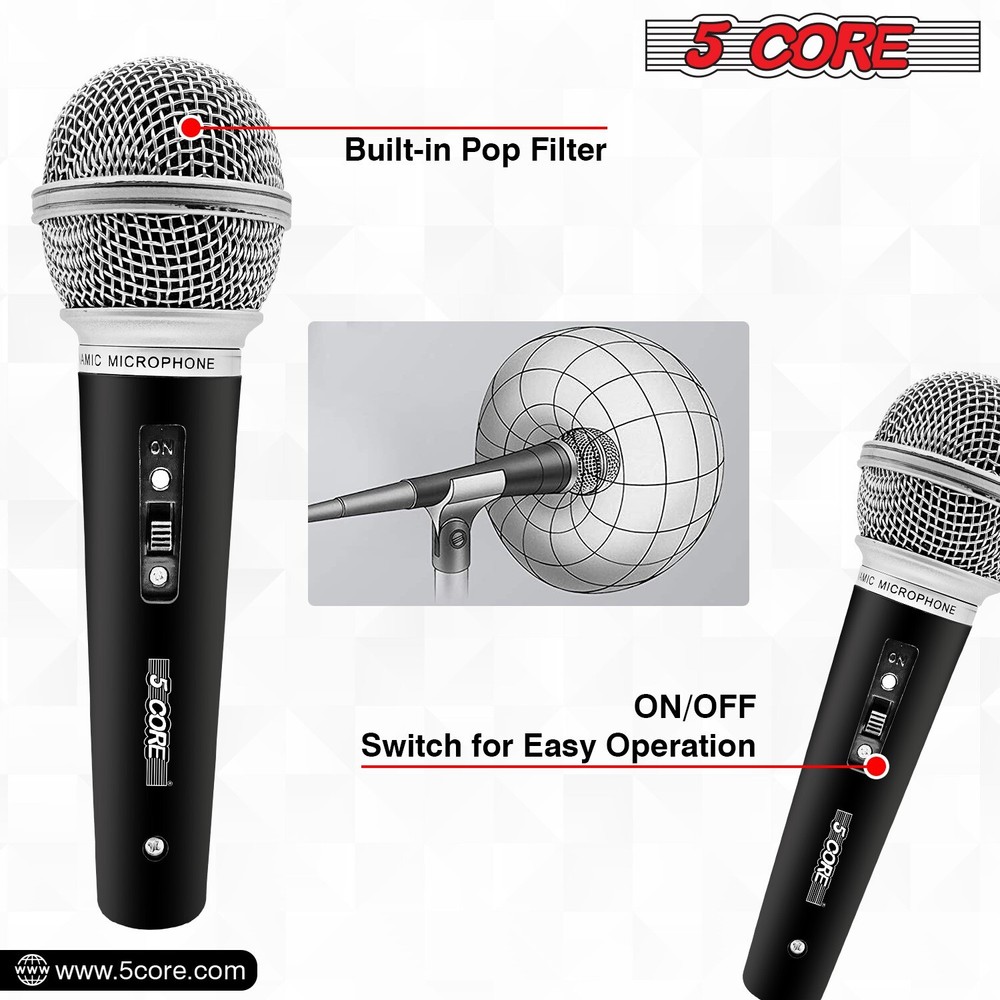 5Core Microphone Dynamic Microfono XLR Audio Cardioid Mic Vocal Karaoke Singing