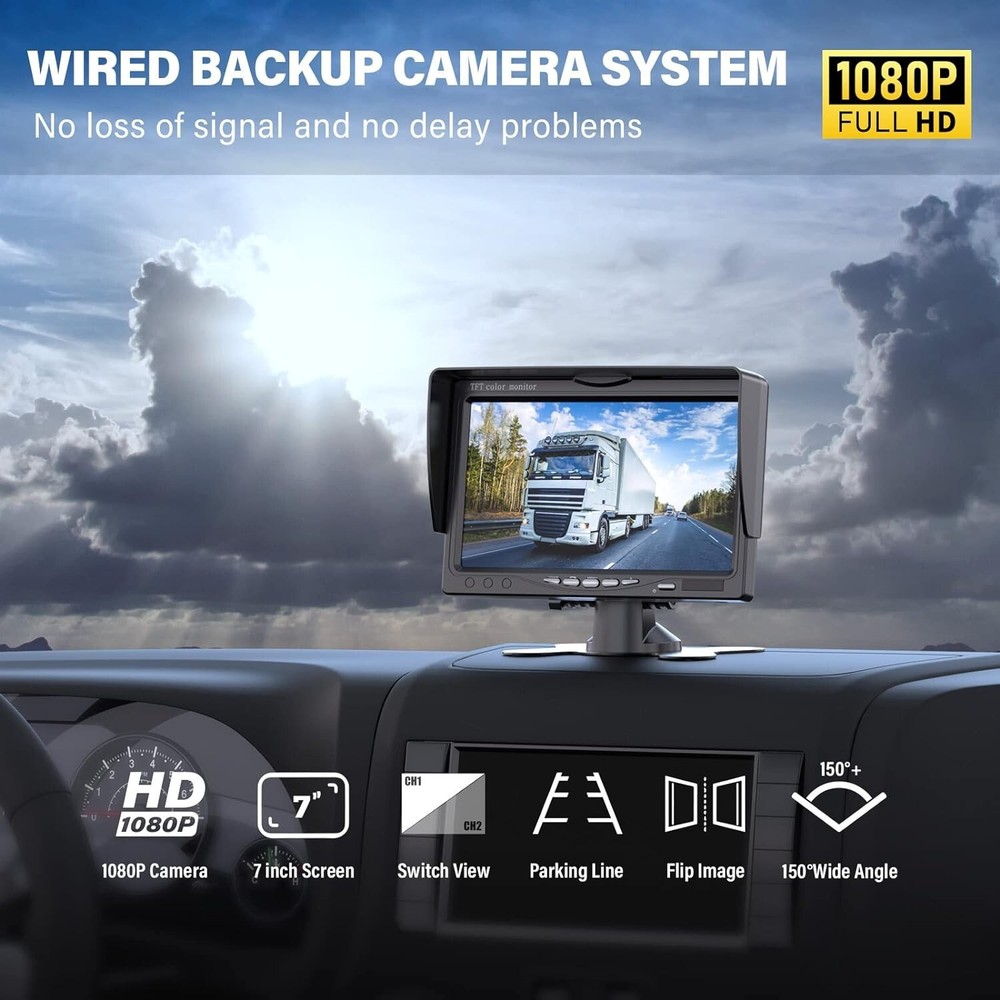 Versatile Rearview Camera System with Weatherproof Design - 50ft Night Vision