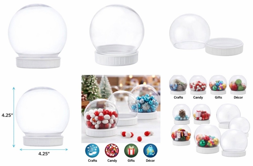 DIY Make Your Own Shatterproof Plastic Snow Globe (2 pack)