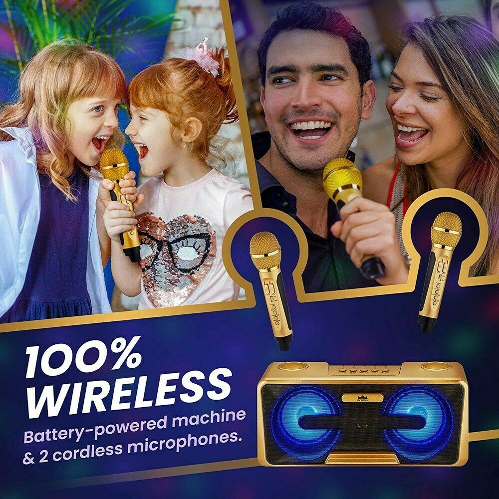 KaraoKing Karaoke Machine 2 Wireless Karaoke Microphone Bluetooth Compatible
