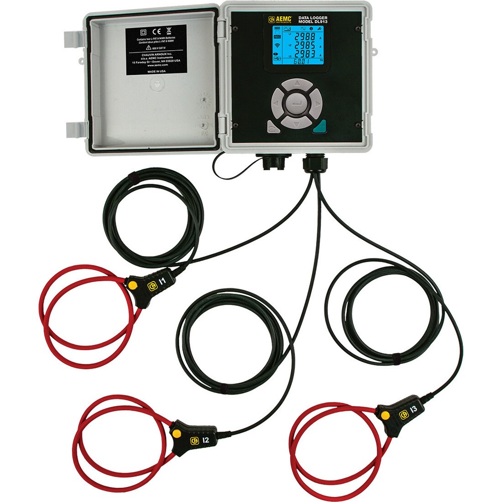 AEMC DL913 True-RMS 3-Channel Waterproof AC Data Logger, (3) MiniFlex