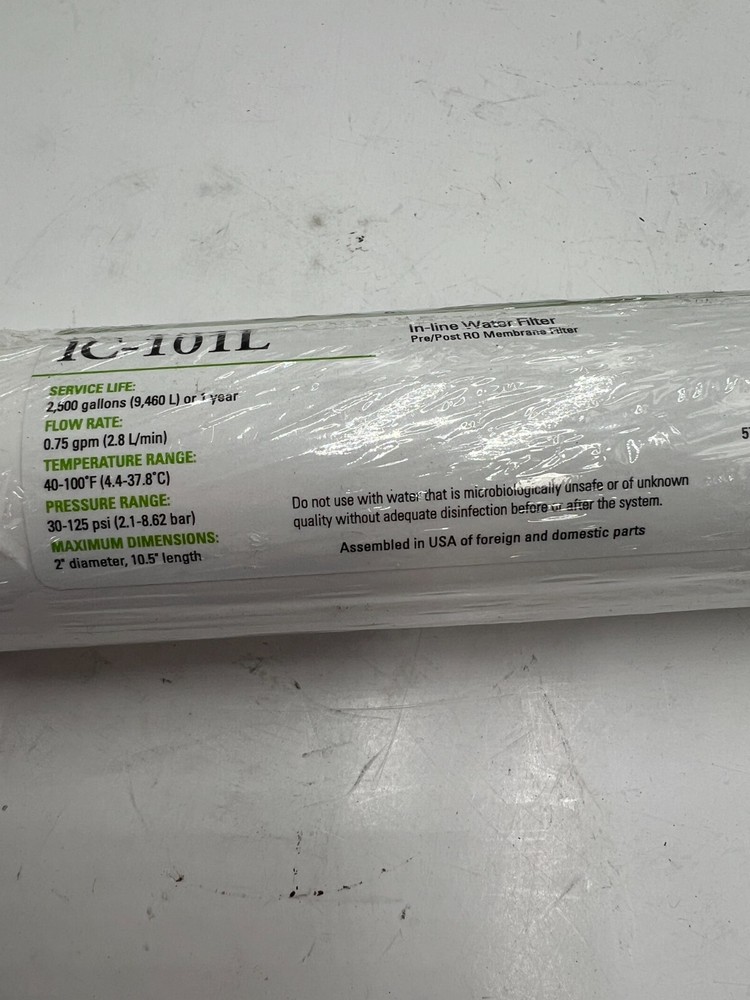 (QTY 2) Pentek IC-101L Inline Coconut Carbon Water Filter 1/4 NPT