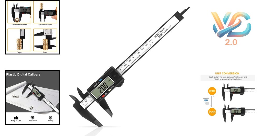 Digital Caliper 6 Inch LCD Screen Auto-Off Plastic Measuring Tool