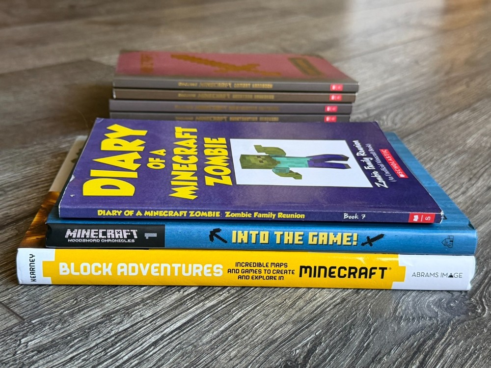 MINECRAFT Book 9pc Lot Guidebook Handbook Fiction Mojang Studios
