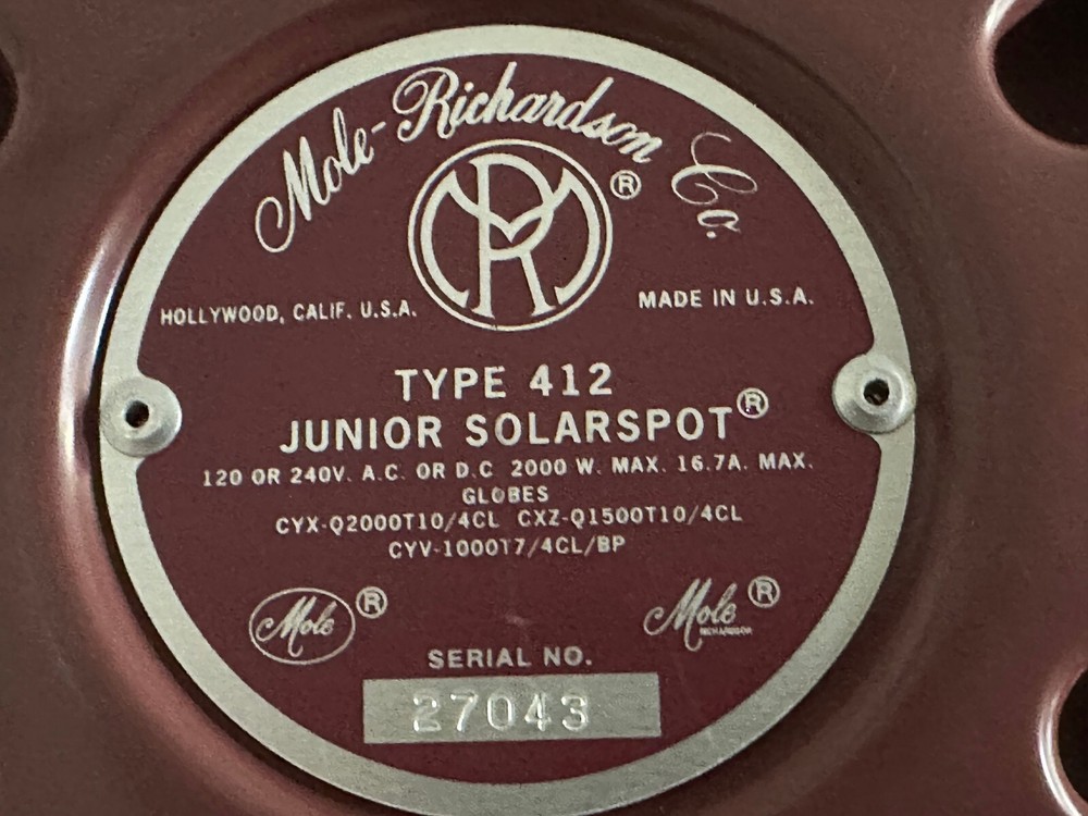 Mole Richardson 412 Junior Solar Spotlight & Mole Richardson light stand Package