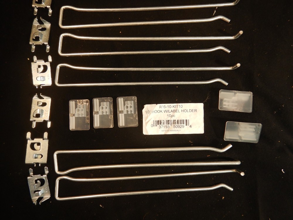 50 Pack 10" Hook with Label Holder for Pegboard Retail Display Use