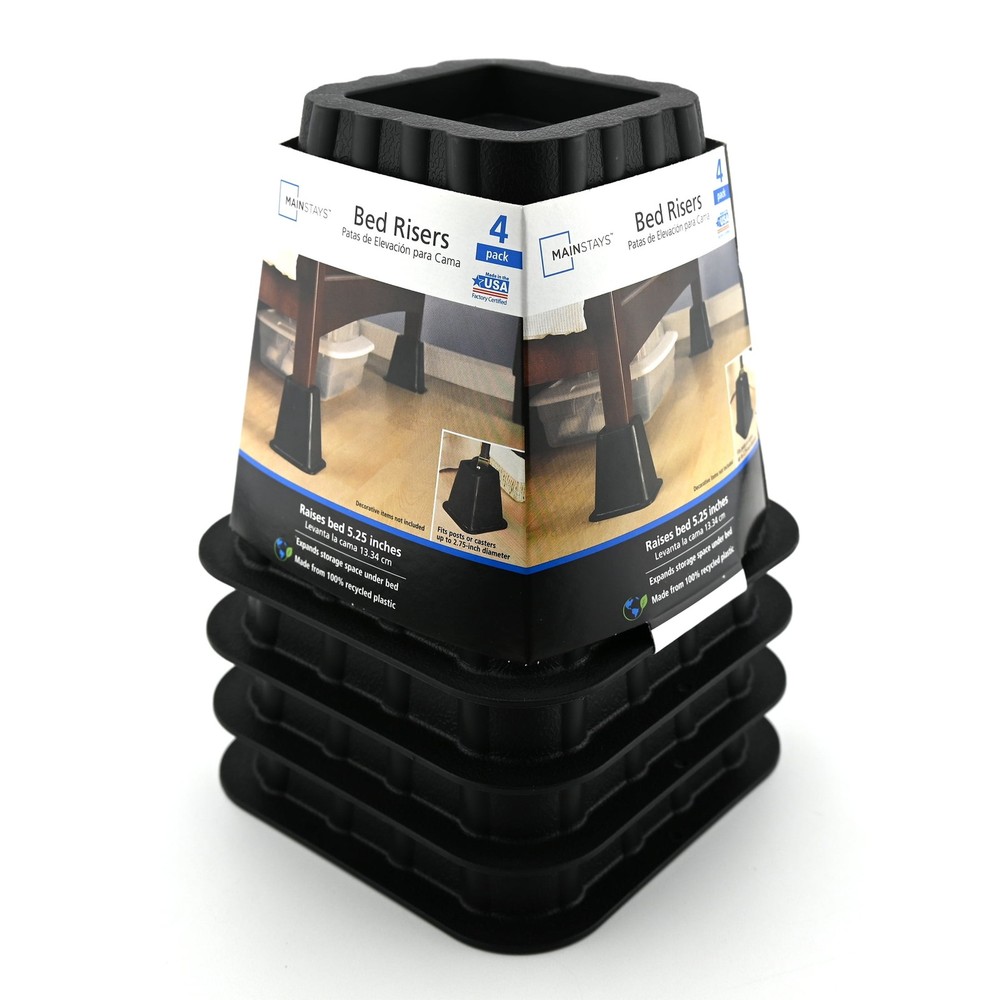 Plastic Bed Risers, Raise Your Bed to Create Storage Space, 4 Pack