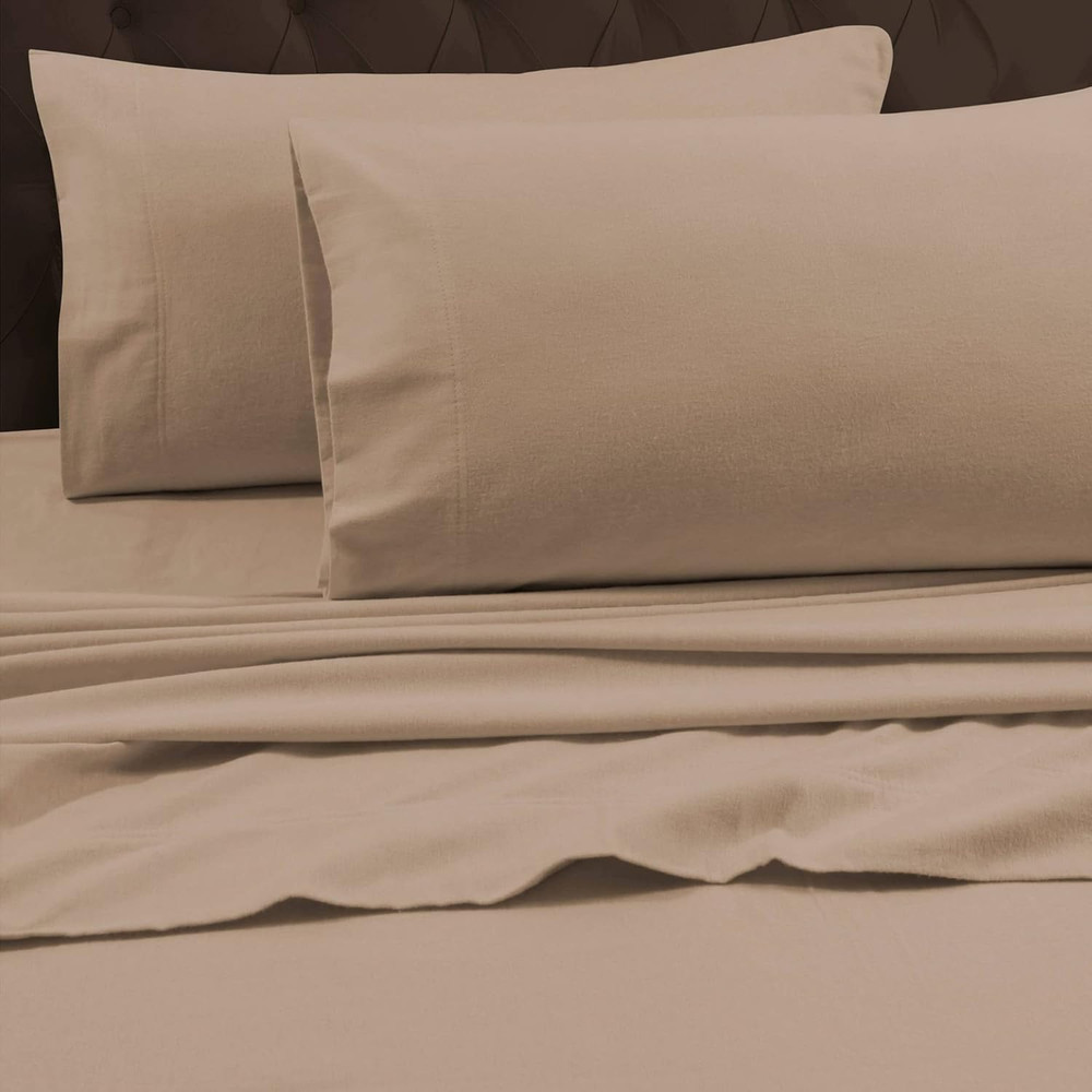 Luxury Solid Flannel Deep Pocket Sheet Set, Cashmere, Twin
