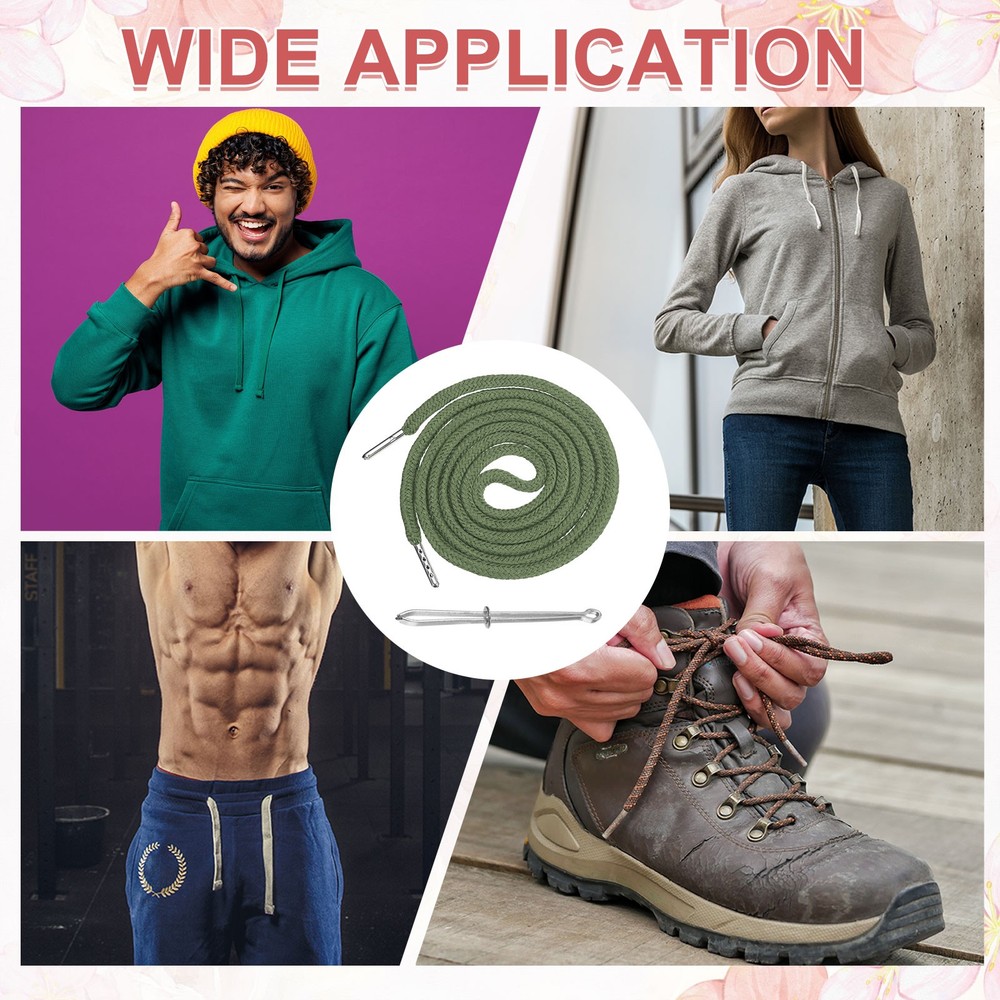 2 Pcs Hoodie Strings Drawstring Cords with Easy Threader (Light Green)