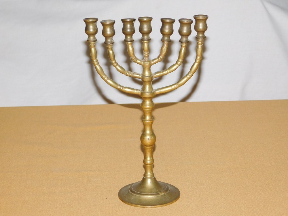 VINTAGE 9 1/2" HIGH BRASS 7 CANDLE HOLDER