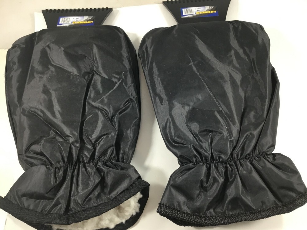 Black Ice Scraper Mitt Lined Fleece Car Snow Ice Windshield New