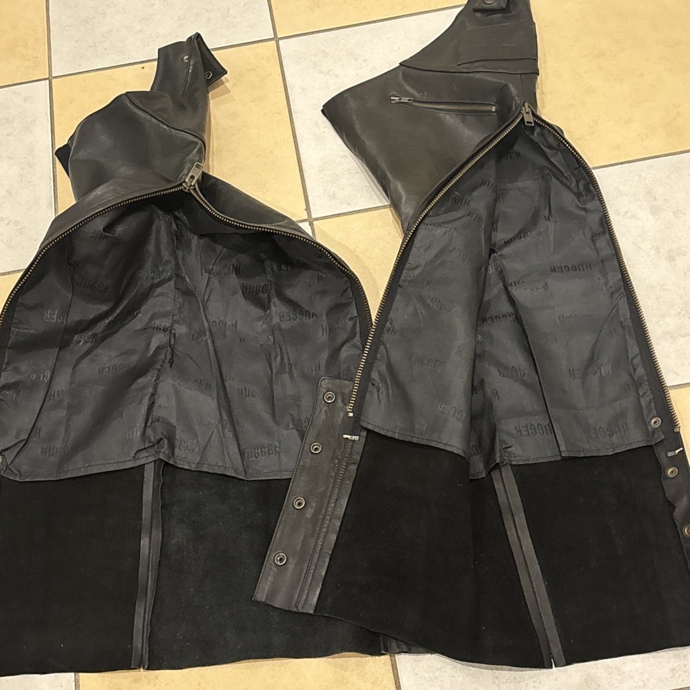 HUGGER Vintage Black Leather Chaps Size Large