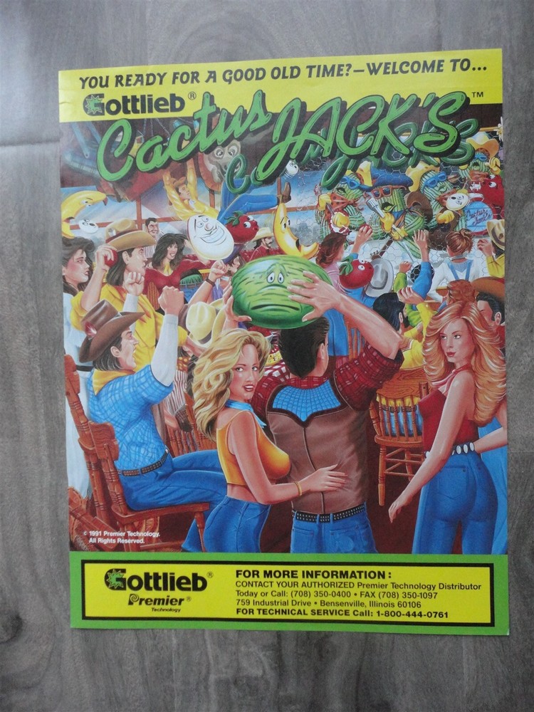 Cactus Jack Pinball Machine Flyer Gottlieb Original