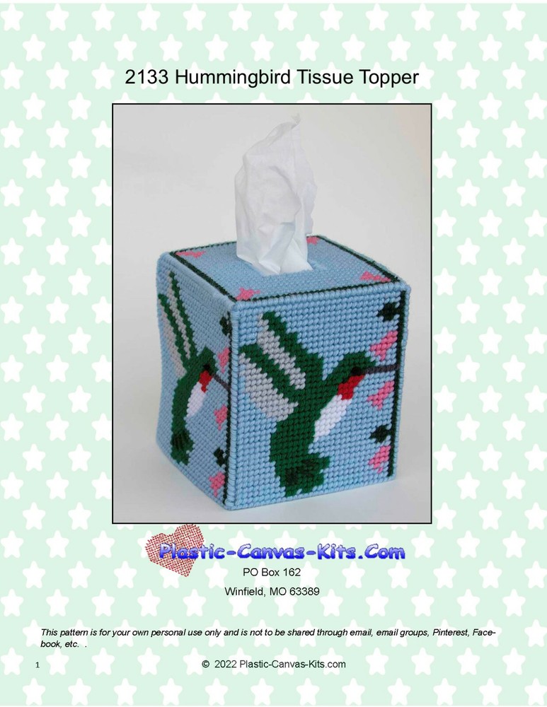Hummingbird Tissue Topper-Plastic Canvas Pattern or Kit