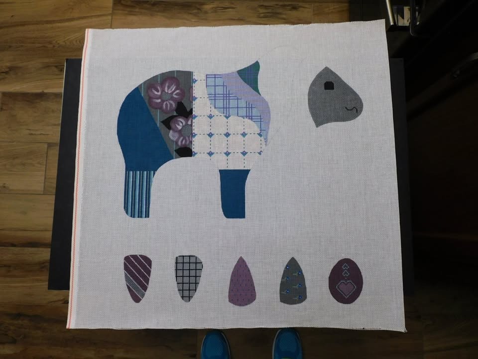 2-Sided Lamb by ts (SB8/9) Stitch Painted Needlepoint