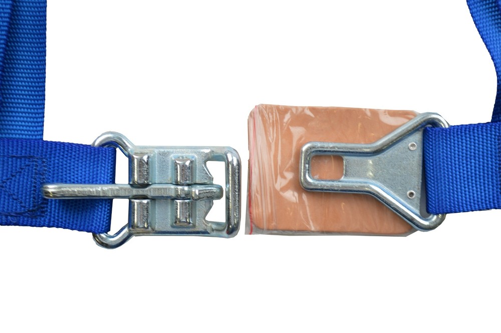 THREE POINT SEAT BELT RACE HARNESS 2" LATCH & LINK PULL UP FLOOR MOUNT BLUE