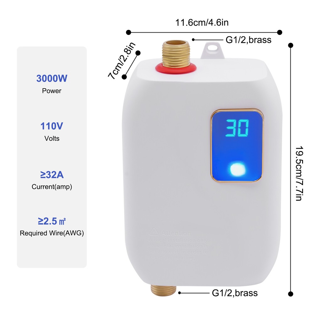 Instant Hot Water Heater Electric Tankless On Demand House Sink LCD