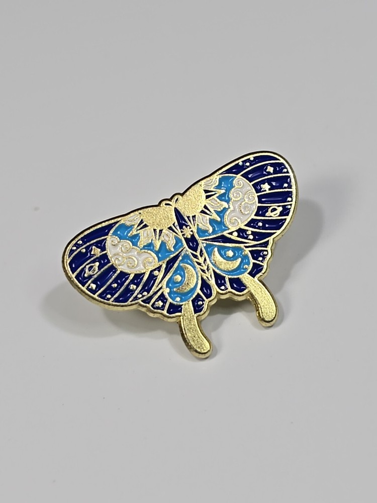 Butterfly White Blue & Light Blue Lapel Pin