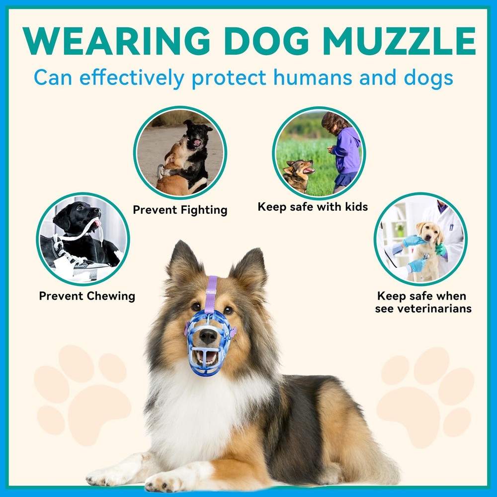 Dog Basket Muzzle, Anti-Biting Chewing Cage Muzzle, Lightweight and Comfortab...