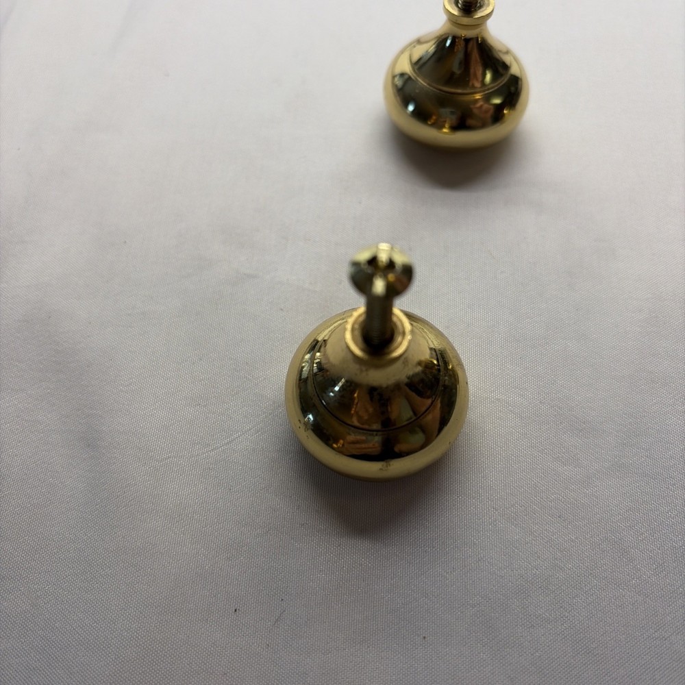 4 Brass Round Drawer Pulls 1.25” VTG (11)