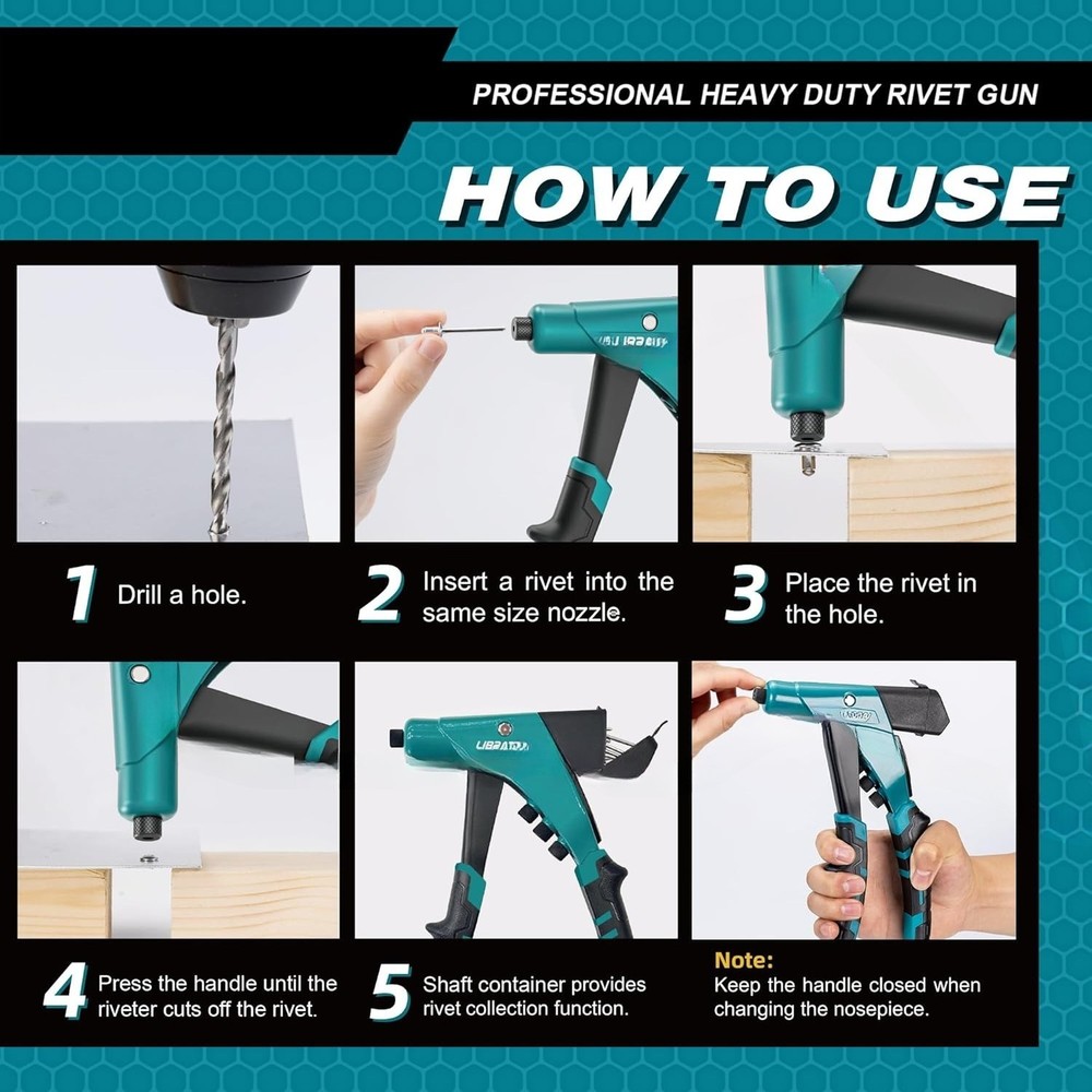 Heavy-Duty Rivet Gun Set, Single-Handed Operation Pop-Up