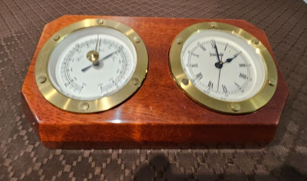 Neiman Marcus Desk Clock And Barometer AS-IS
