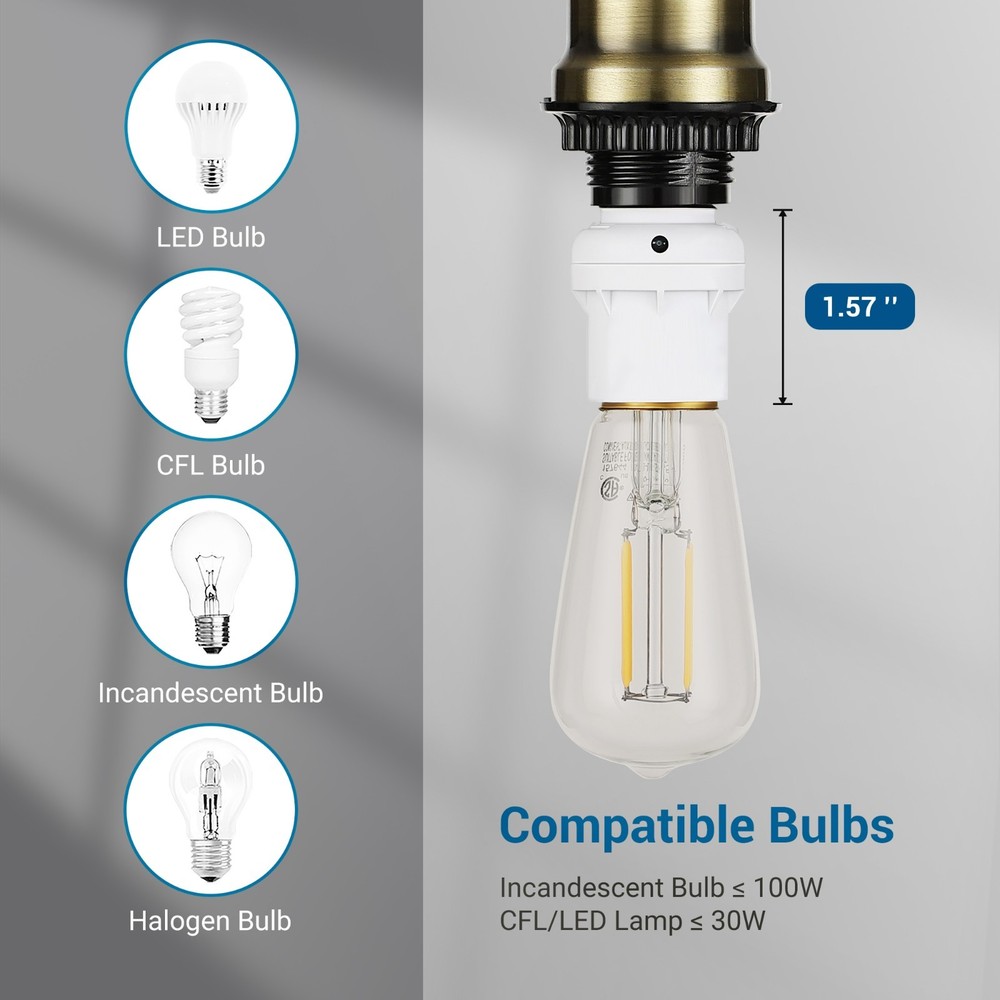 DEWENWIL 6 Pack Light Sensor Socket, E26 E27 Dusk to Dawn Light Sensor Socket