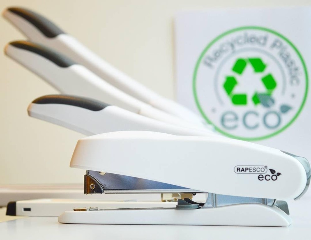 Rapesco 1390 ECO Spinna Front Loading Stapler, 50 Sheet Capacity, Soft White