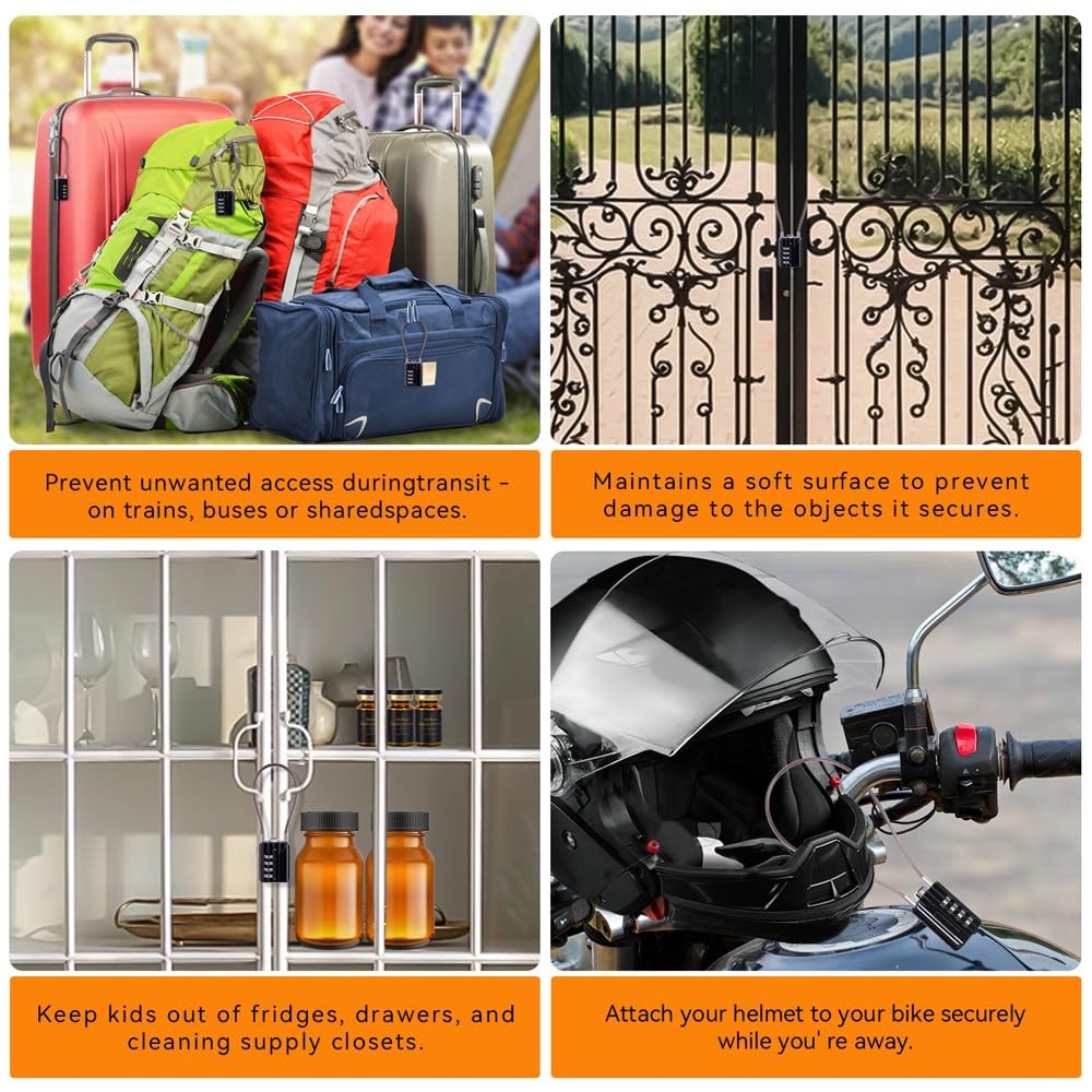 SEPOX® Compact Resettable 4-Digit Combination Padlock 30mm Cable Lock for Suitca