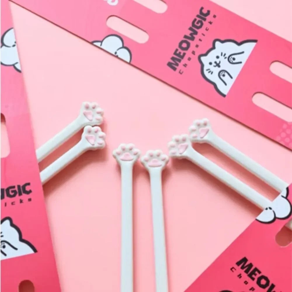 Cat Paw Chopsticks for Kids Learning Training Reusable Tableware Helper