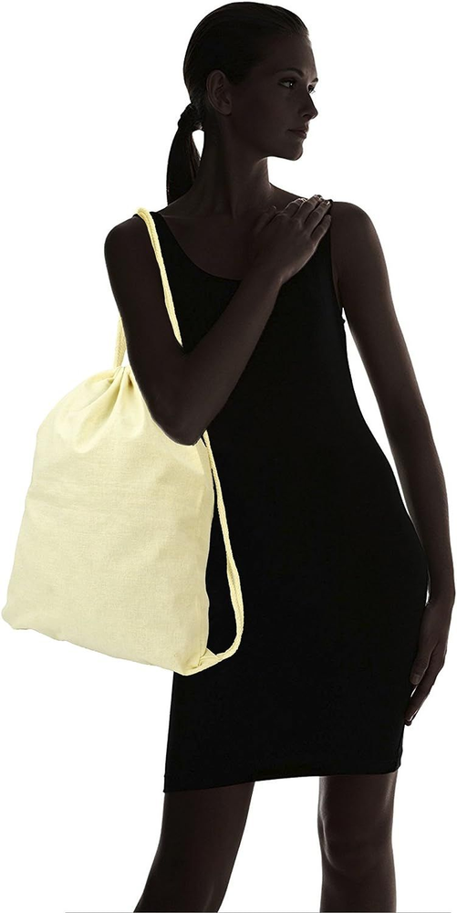 DALIX Canvas Drawstring Bag String Backpack Gym Mens Womens Natural