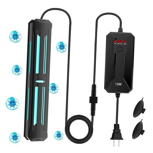 Aquarium Clean Light，13 W Submersible Light with Timer,Aquarium Water Clean