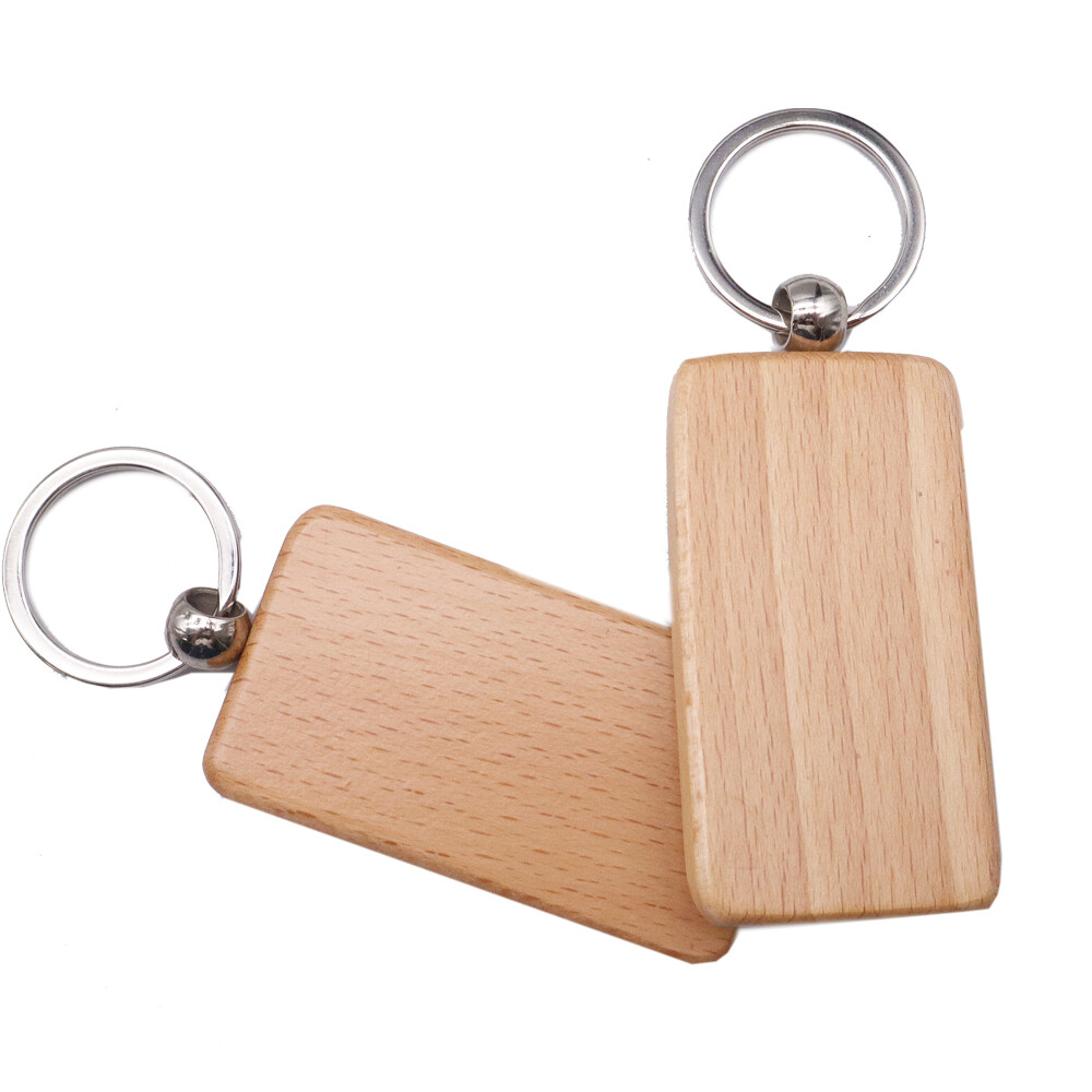 20 PACK DIY Rectangle Blank Wood Keychain Custom Key Tags Personalized Gift