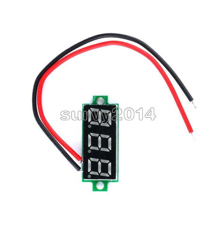 Yellow 0.28" 2 Wire Mini DC Digital Panel Voltmeter Panel Mount LED Voltage