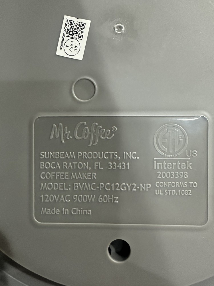 Mr Coffee 12 Cup Programmable Coffee Maker BVMC-PC12GY2-NP Gray