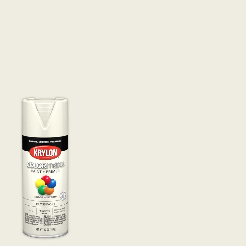 12 oz Acrylic Spray Paint & Primer - Gloss Ivory, Fast-Drying Solution