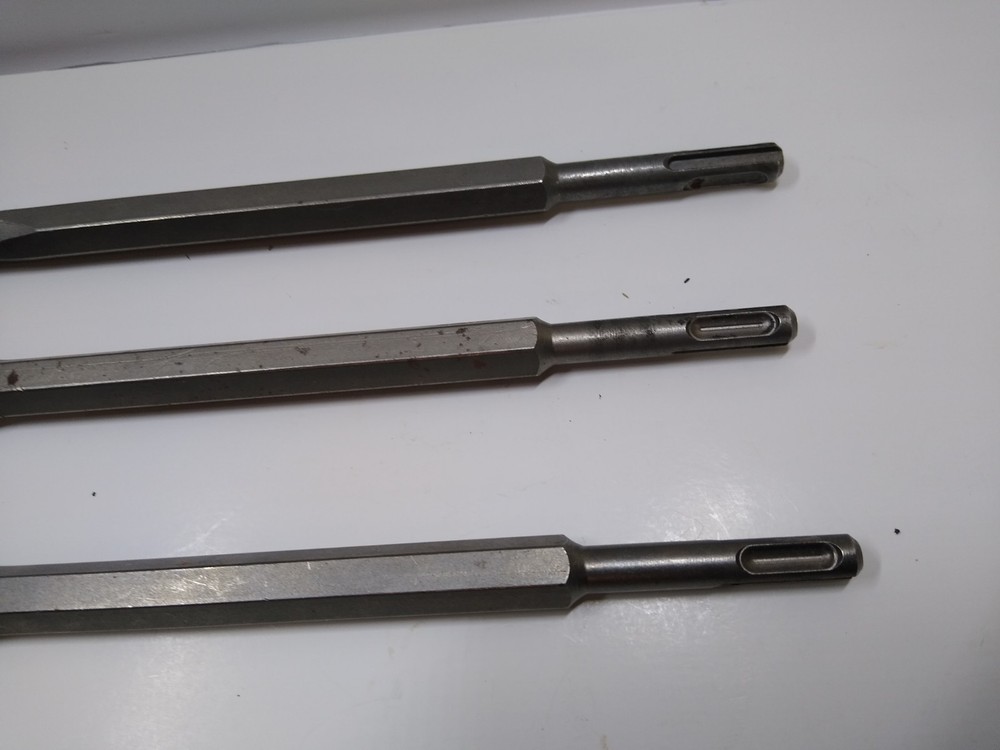 3 Rotary Hammer Drill Chisel Bits Point Flat Blade Concrete Cement Tools