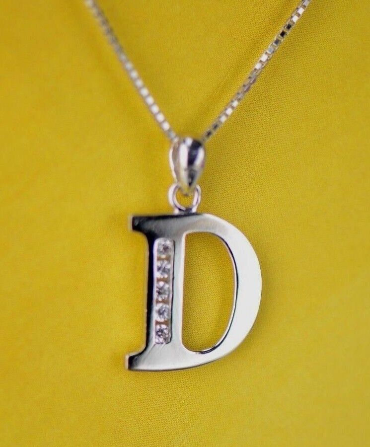 925 Sterling Silver Initial Letter CZ Pendant