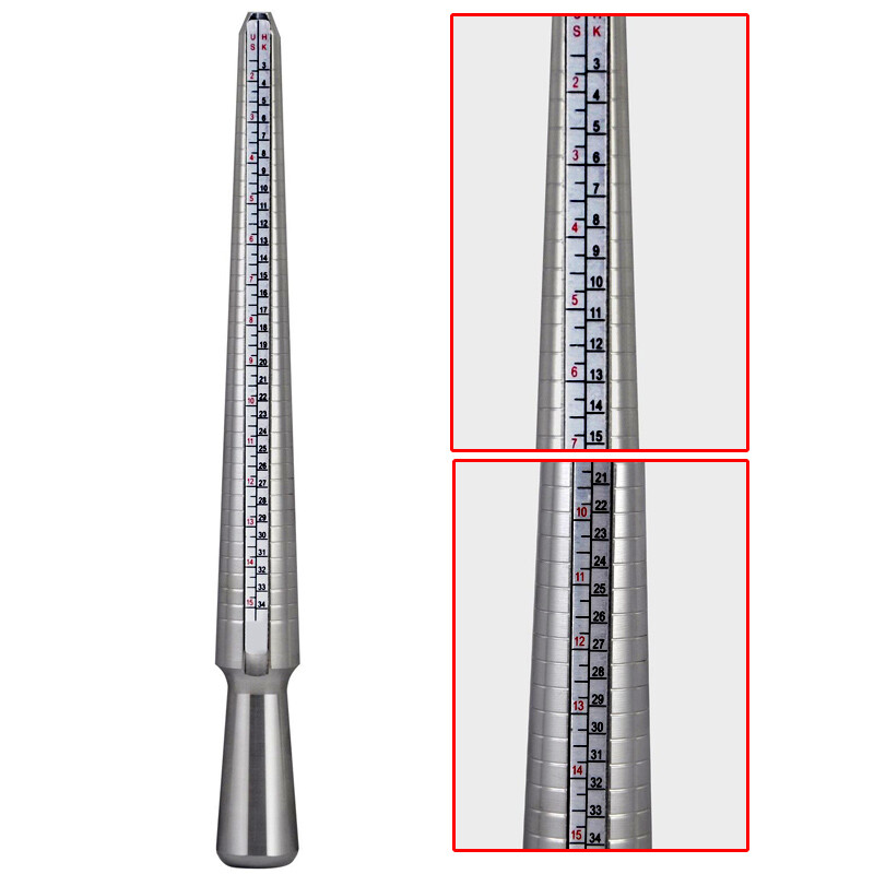 Metal Ring Sizer Guage Mandrel Finger Sizing Stick Measure Standard Tool