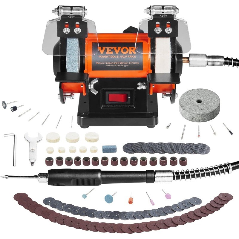 VEVOR Bench Buffer Polisher, Bench Buffer Grinder Polishing & Buffing Machine