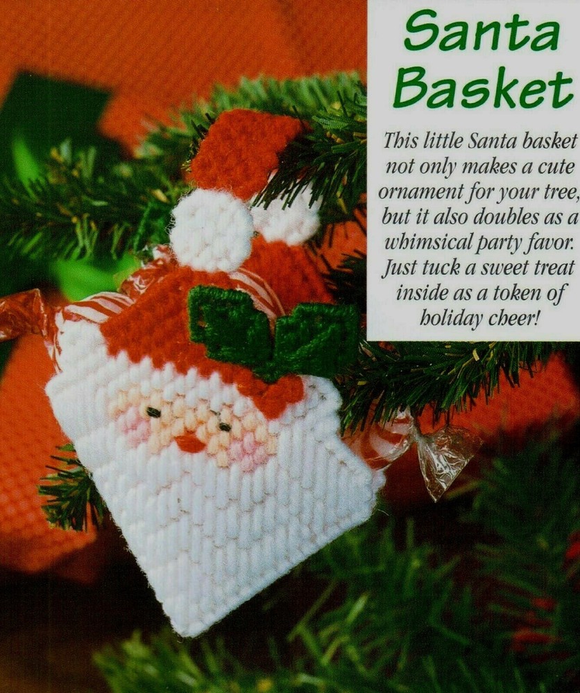 SANTA BASKET CHRISTMAS PLASTIC CANVAS PATTERN INSTRUCTIONS