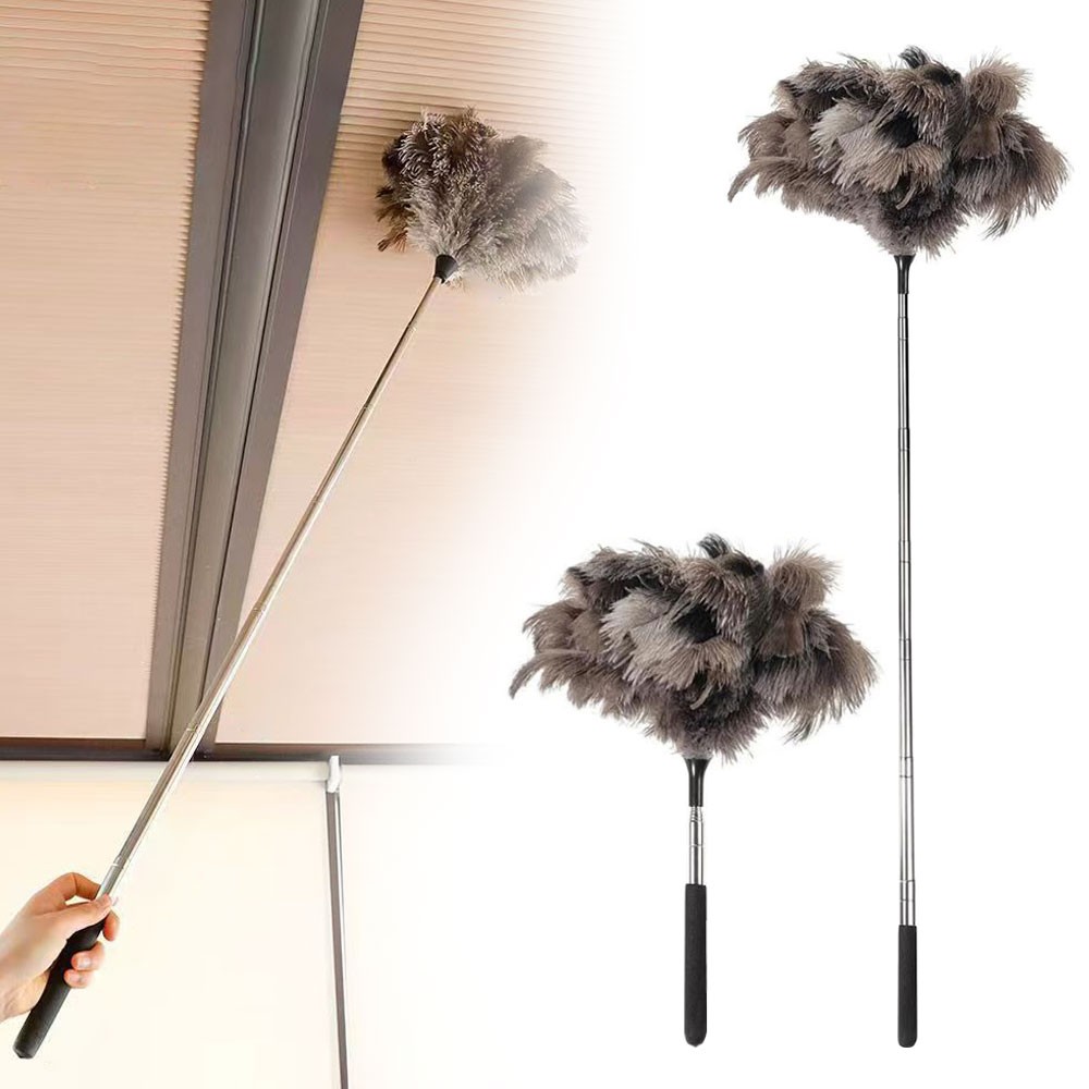Extendable Ostrich Feather Duster Retractable Feather Duster with Nonslip Handle